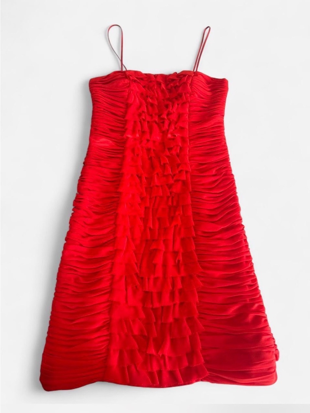 Caché Red Ruffle Mini Dress with straps, 2